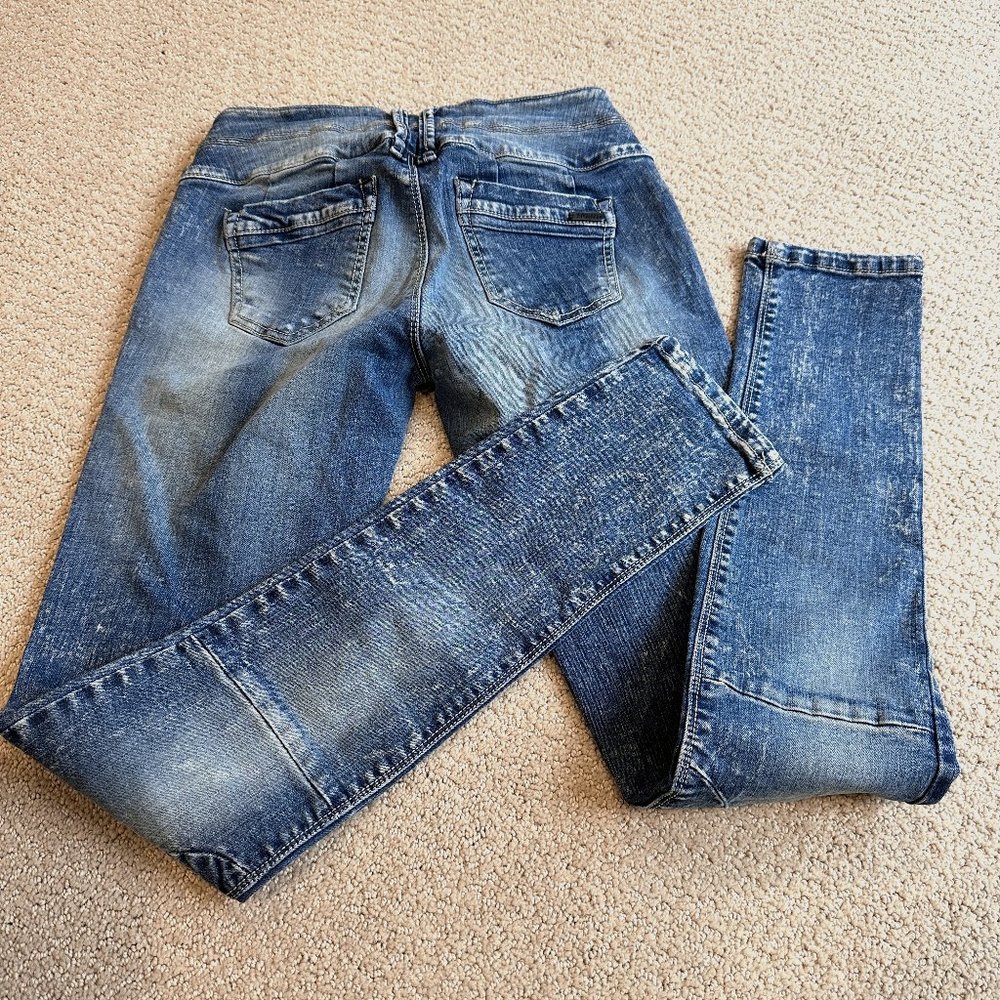 Fiorucci Safety Jeans Isabella Low Rise Skinny Moto Vintage 80s 90s Y2K Size 28